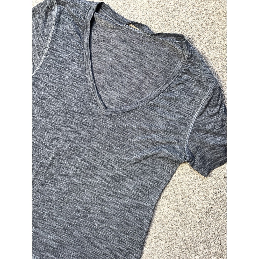 Lululemon What The Sport Tee Shirt Heathered Black Women's‎ Size 4 6 Activewear